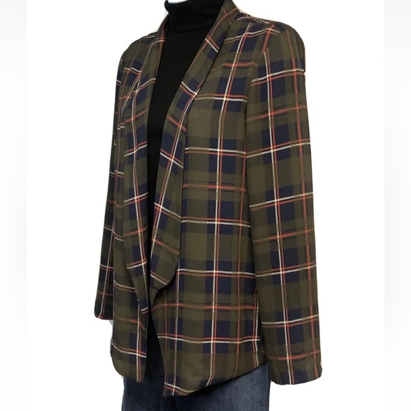 Women’s Lush Green Plaid Open Blouse Cardigan Size S - Picture 3 of 6